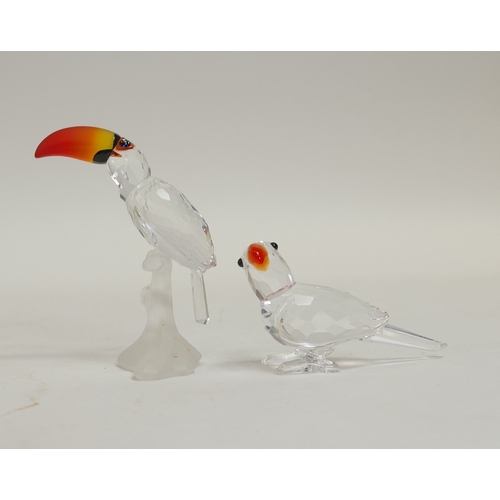 155 - Swarovski Crystal Feathered Beauties Collection to include:- Parrot (294047) together with Toucan (2... 