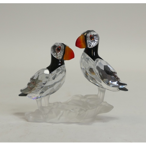158 - Swarovski crystal puffins part of “Feathered Beauties” theme group, The Puffins are made from clear ... 