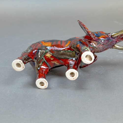 15 - Anita Harris, stunning model of an Elephant with reactive glazes H13cm x L21cm. Gold signed.