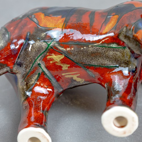 15 - Anita Harris, stunning model of an Elephant with reactive glazes H13cm x L21cm. Gold signed.