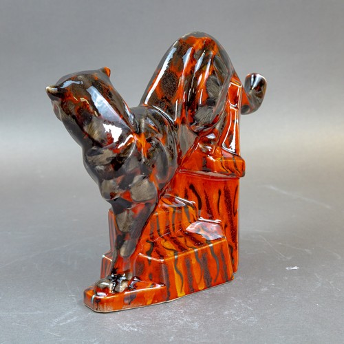 19 - Anita Harris, stunning black & grey Cougar figurine with reactive glazes. Gold signed. H28cm