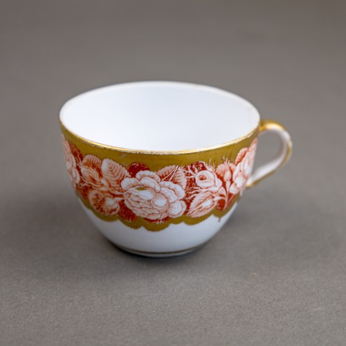57 - A collection of 19th century porcelain tea cups in various patterns from different manufacturers, de... 