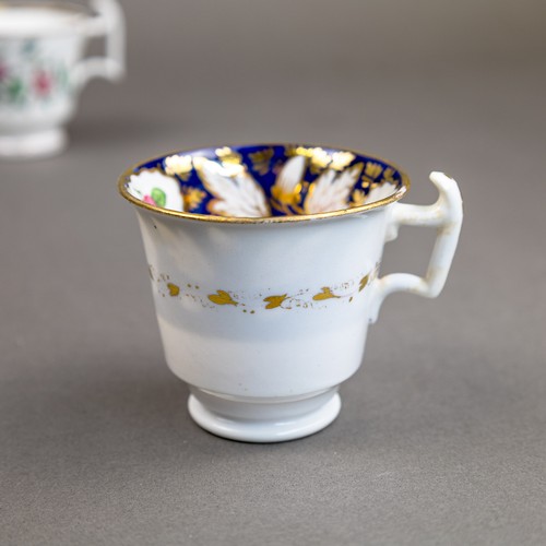 60 - A collection of 19th century porcelain tea cups in various patterns from different manufacturers, de... 