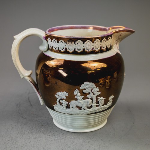 A group of five English porcelain 19th century lustre wear pieces, to ...