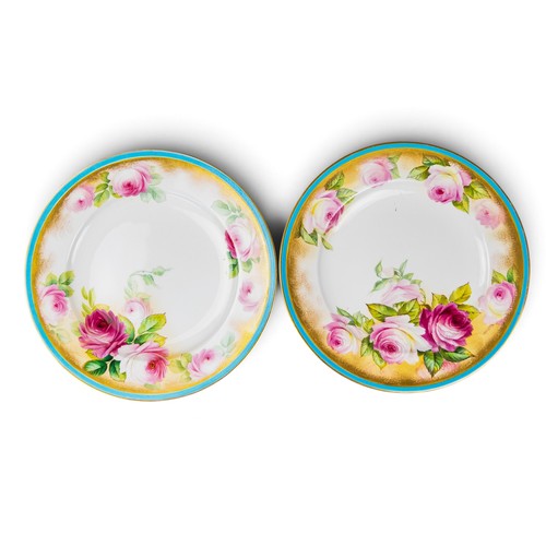 George Jones & Son Crescent China gilded cabinet plates, each floral ...