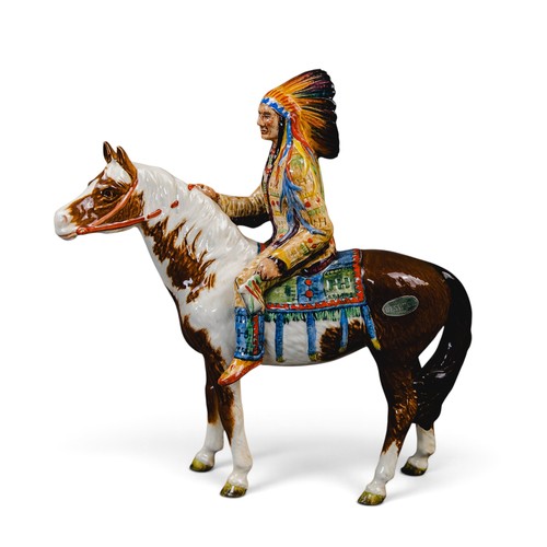 A Beswick Mounted Indian Chief, model number 1391, in usual colours, h ...