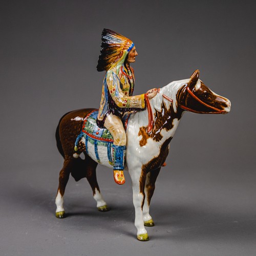 A Beswick Mounted Indian Chief, model number 1391, in usual colours, h ...