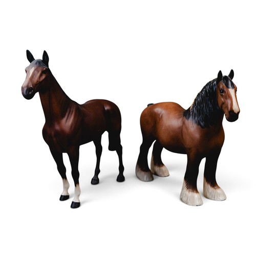 Two Beswick brown matt horses, 'The Winner' and '818 Shire'. Model nos ...