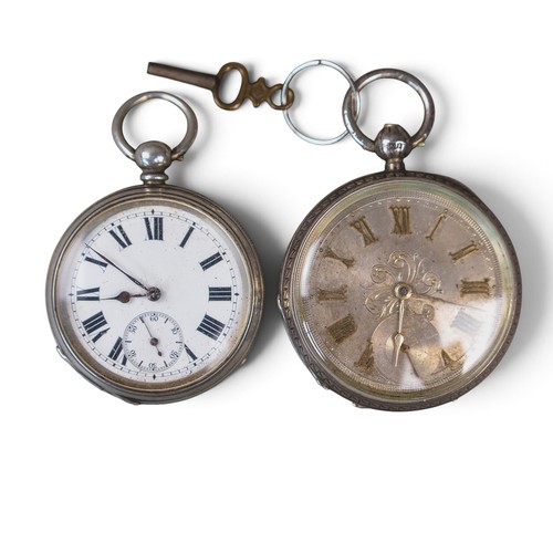 Two key wind silver cased gents pocket watches, sold as not working.