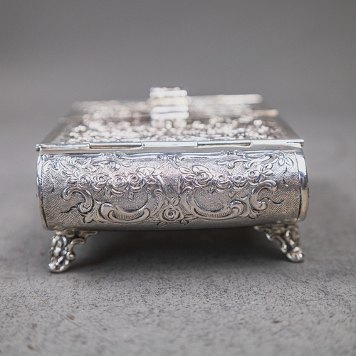 European dual hinged .800 silver table box, trinket box or jewel casket ...