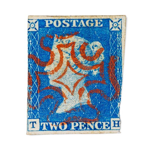 GB 2d two pence 1840 2 marginal stamp, nice red MC cancel.