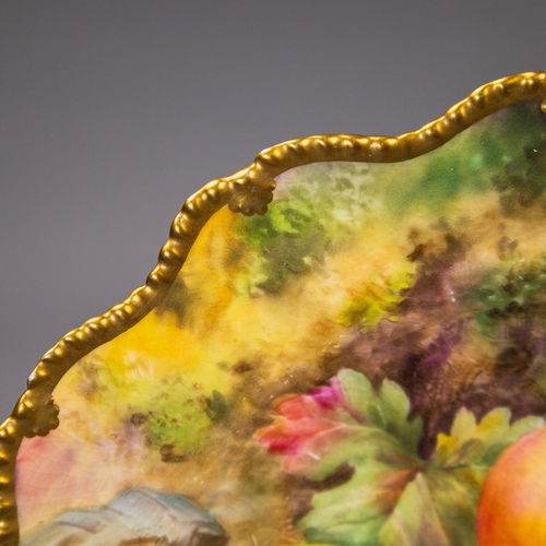 A Royal Worcester rope edged plate, with scalloped rim, with hand ...
