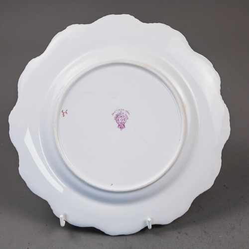 A Royal Worcester rope edged plate, with scalloped rim, with hand ...