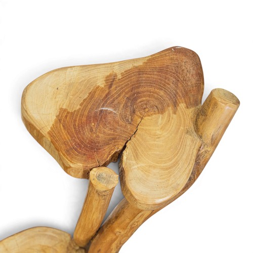 Rustic shaped elm wood three tier stand, h.85cm