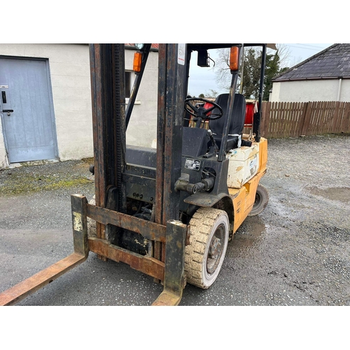 264 - 2 Half ton Mitsubishi Gas forklift 
White Solid wheels 
Good breaks 
Everything working perfectly so... 