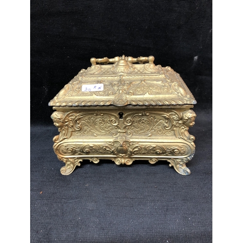 107 - Ophelia baroque brass jewellery casket 17cm wide, 11cm deep, 13cm high