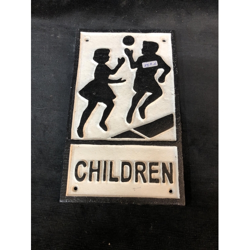 108 - Cast iron Children sign 29cm X 18cm