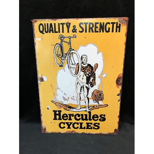 111 - Hercules tinplate cycles sign 70cm high X 50cm wide