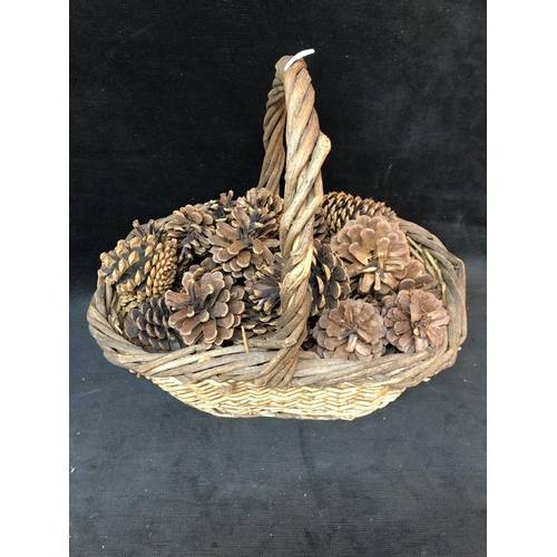 117 - Small basket of pine cones