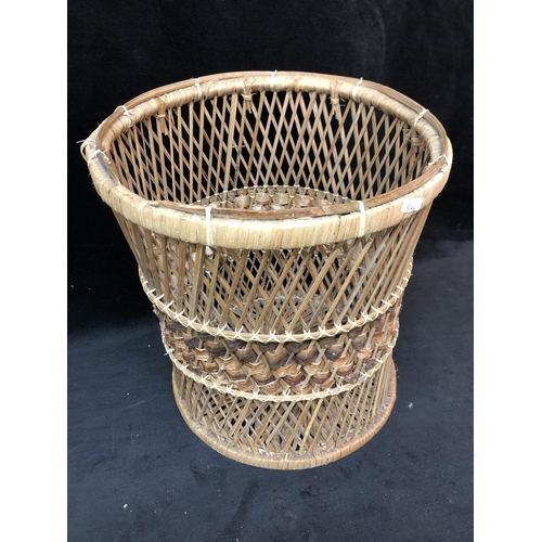 128 - Wicker waste paper basket 36cm high