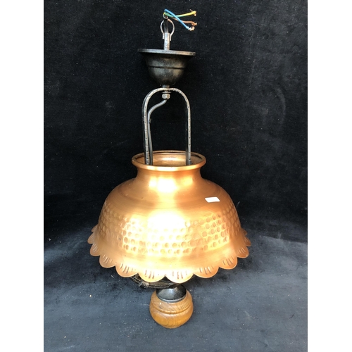 129 - Copper hanging light 59cm high