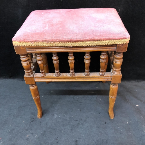 187 - Edwardian upholstered stool 40cm high