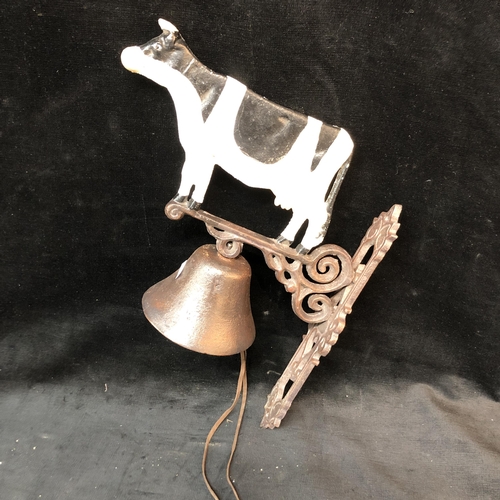 188 - Wall mounted iron cow bell 40cm high