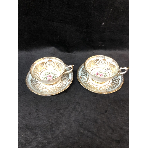 206 - Two Paragon china Commemorative cups and saucers