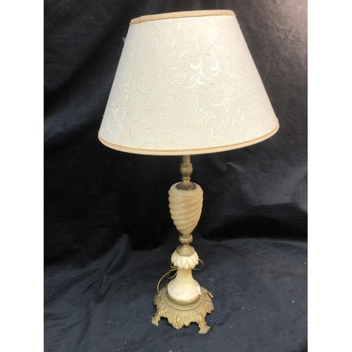 23 - Tall marble & brass table lamp 85cm high