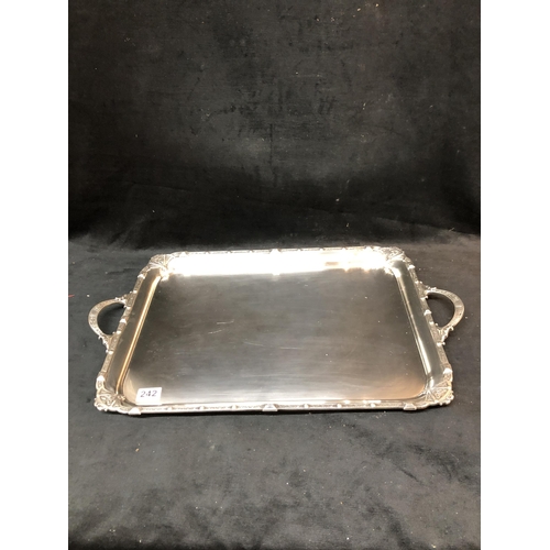 242 - Silver tray Birmingham 1932 SD Neill Ltd Belfast, 4500 grams, 69cm x 42cm with Celtic rim design