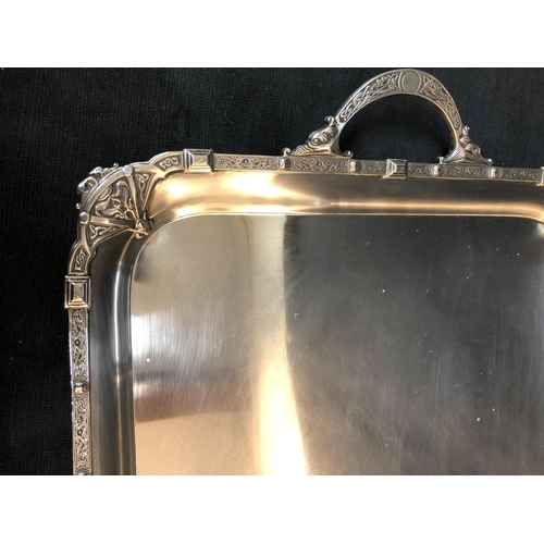 242 - Silver tray Birmingham 1932 SD Neill Ltd Belfast, 4500 grams, 69cm x 42cm with Celtic rim design