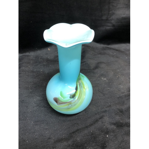 29 - Blue glass vase 19cm high