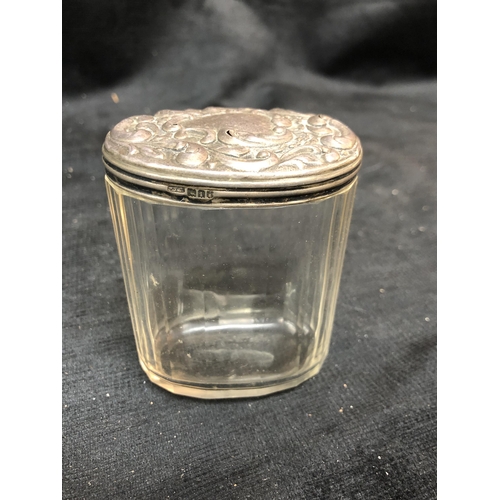 36 - Silver topped jar London 1908 9cm high