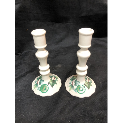 40 - Pair of Irish Hammersley pottery candle holders 18cm high