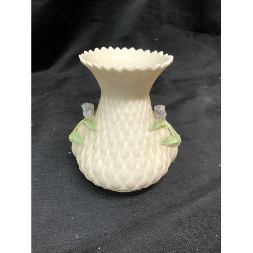 41 - Belleek thistle vase 13cm high