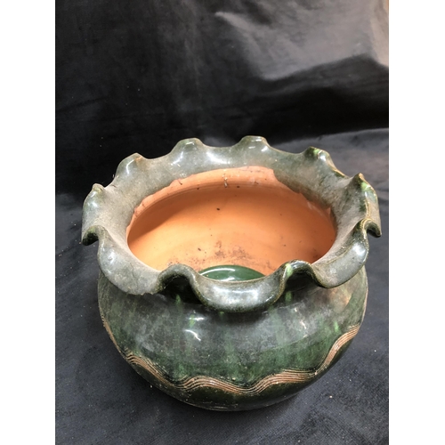 47 - Green pottery flowerpot