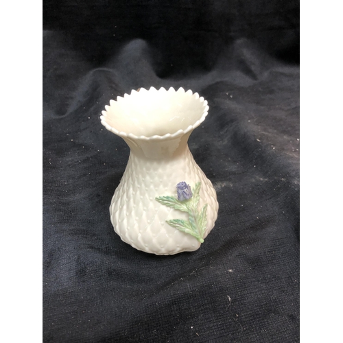 51 - Belleek thistle vase 13cm high