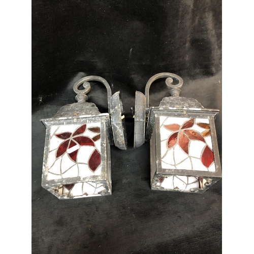 80 - Two Tiffany style wall lights 35cm high