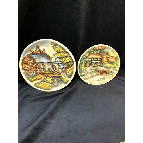 88 - Two chalk wall plaques, 36cm & 30cm, some slight rubbing