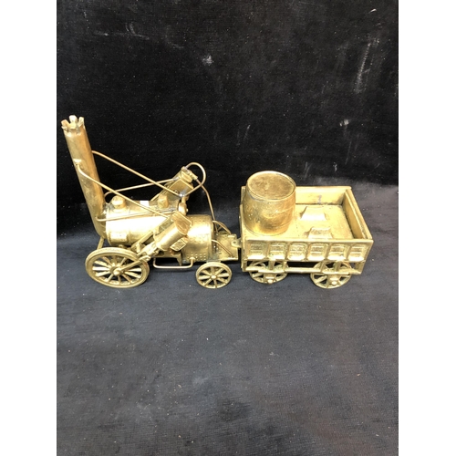 89 - Brass stem engine & trailer