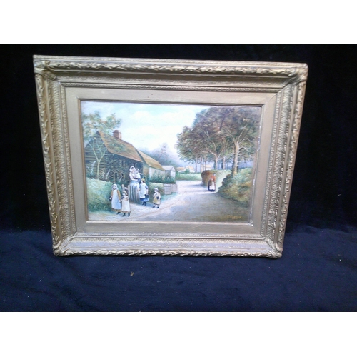 18 - Gilt framed oil painting T. Osborn 1910 50cm X 41cm overall