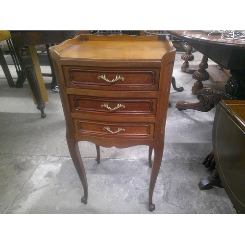 254 - Edwardian French small three drawer chest of drawers 72cm high