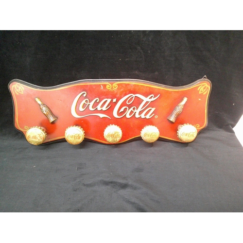 26 - Coca Cola coat hanger sign 86cm X 32cm