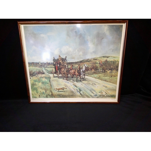 84 - Large framed print,  Coach & horses 83cm X 71cm