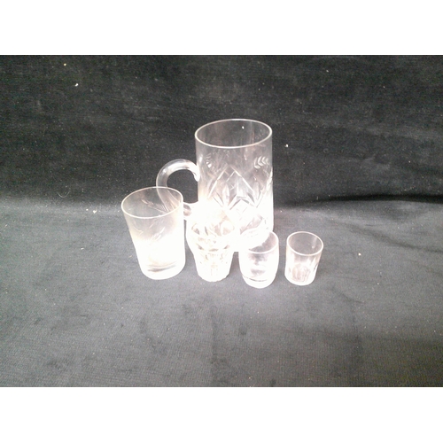 68 - Glass tankard & four glasses