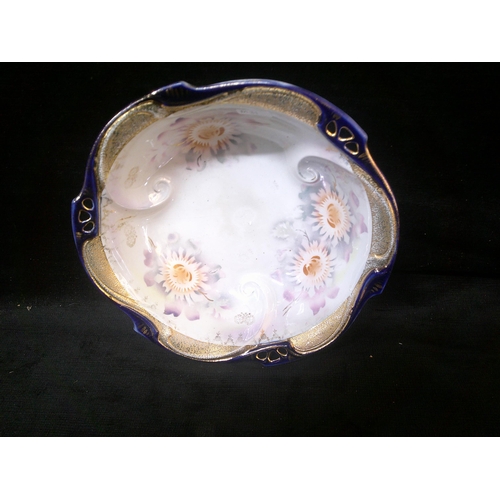 72 - Decorative pottery bowl, damaged 25cm