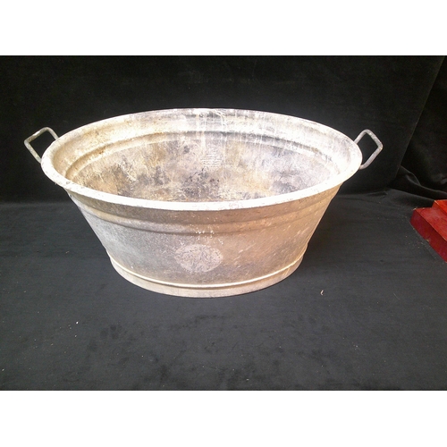 74 - Large galvanised bath pan 80cm wide X 32cm deep