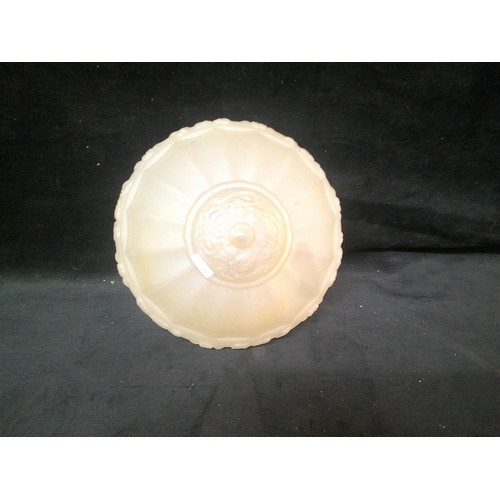 76 - Glass lampshade, small chip 17cm diameter