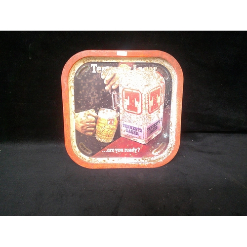 83 - Tennents pub tray 32cm square