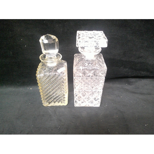 84 - Two heavy glass decanters